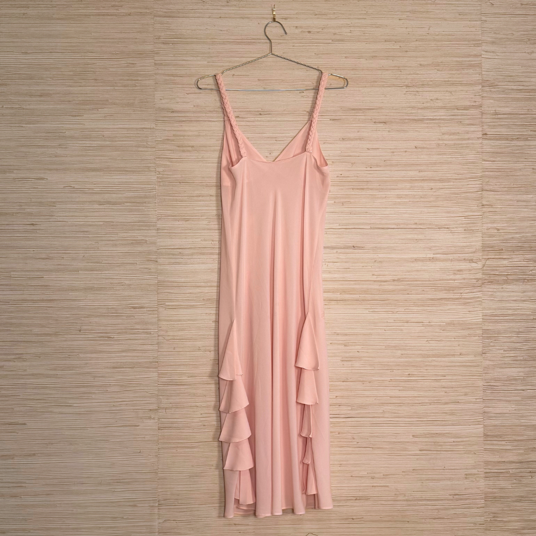 Pink Slip Floral Appliqué Dress