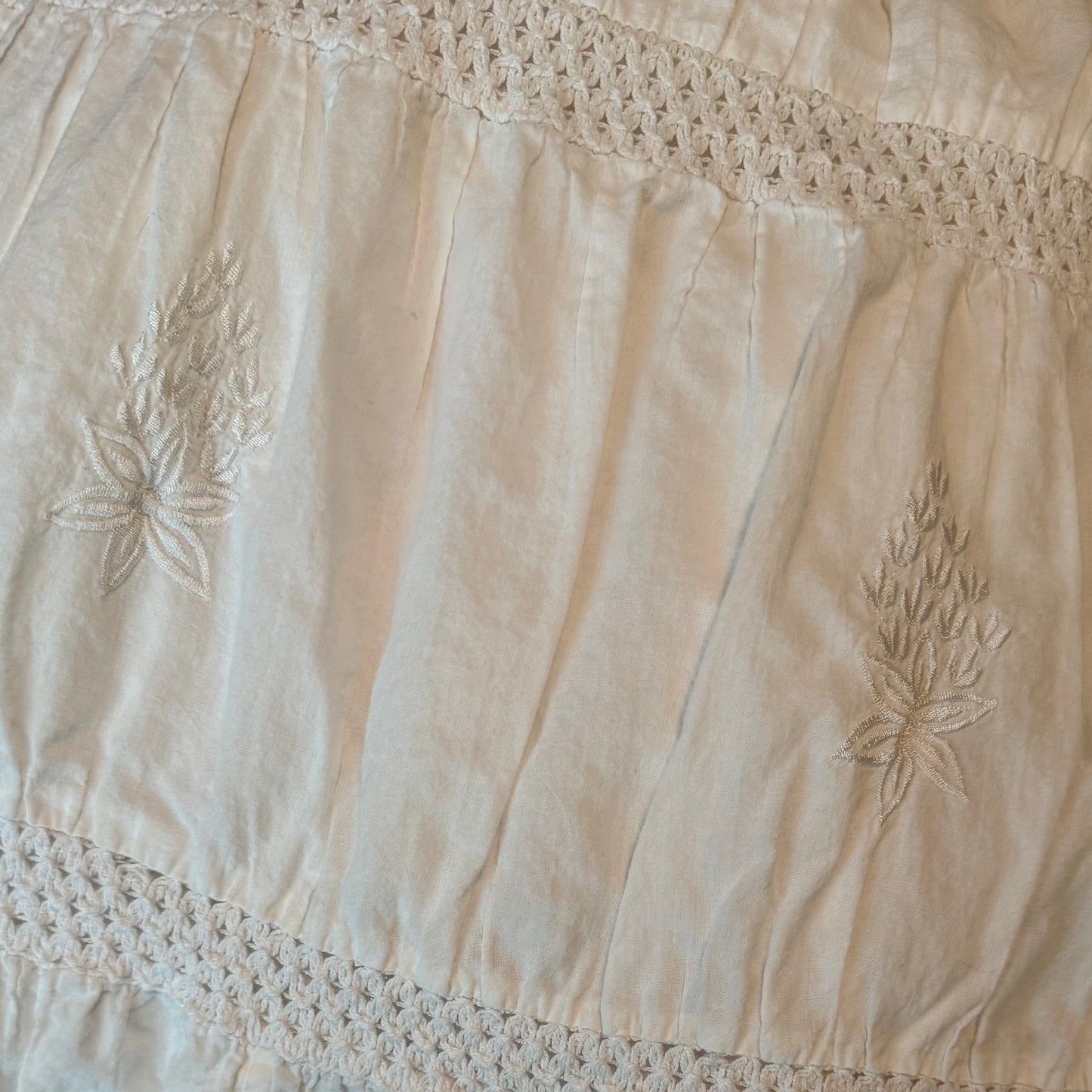 White Prairie Skirt with Floral detail