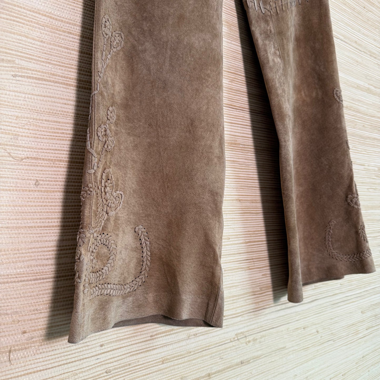 Suede Pants Floral Detail