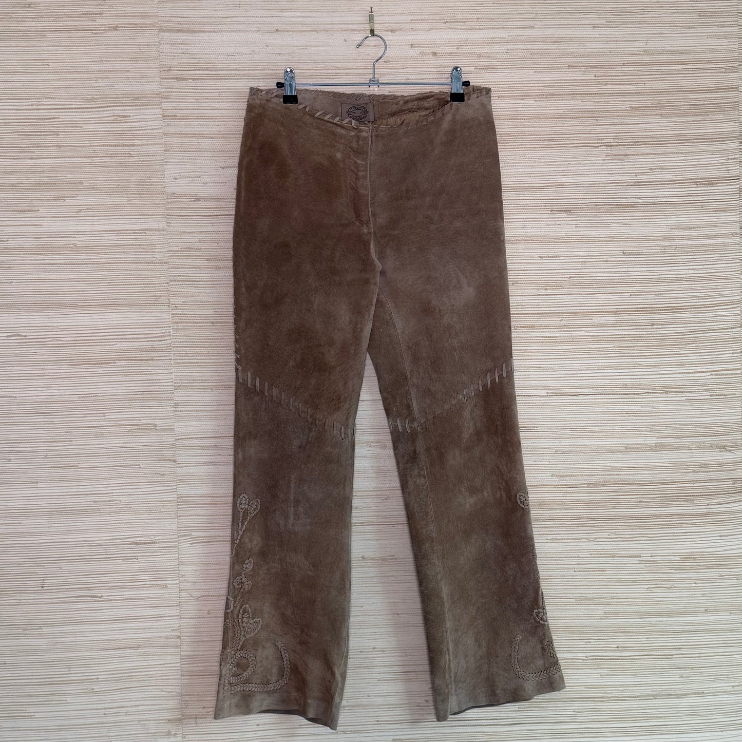 Suede Pants Floral Detail