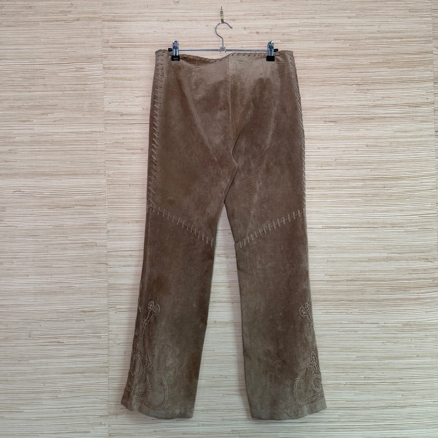 Suede Pants Floral Detail