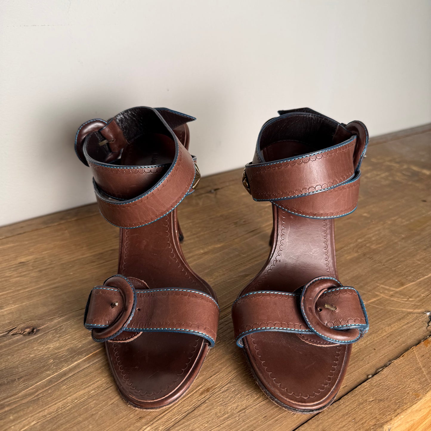 Manolo Blahnik Heels - Brown with Blue Stitching