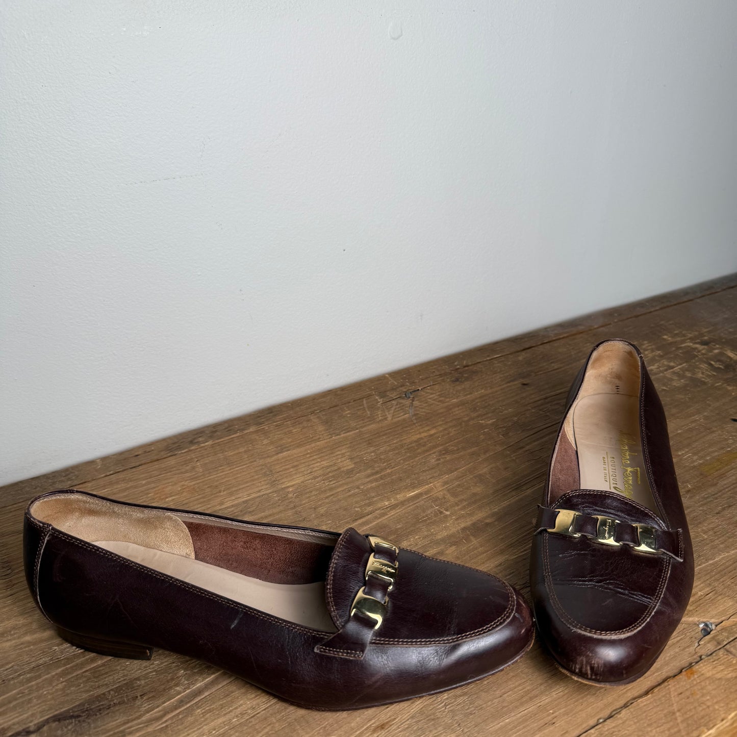 Salvatore Ferragamo Brown 90's Chain Loafer