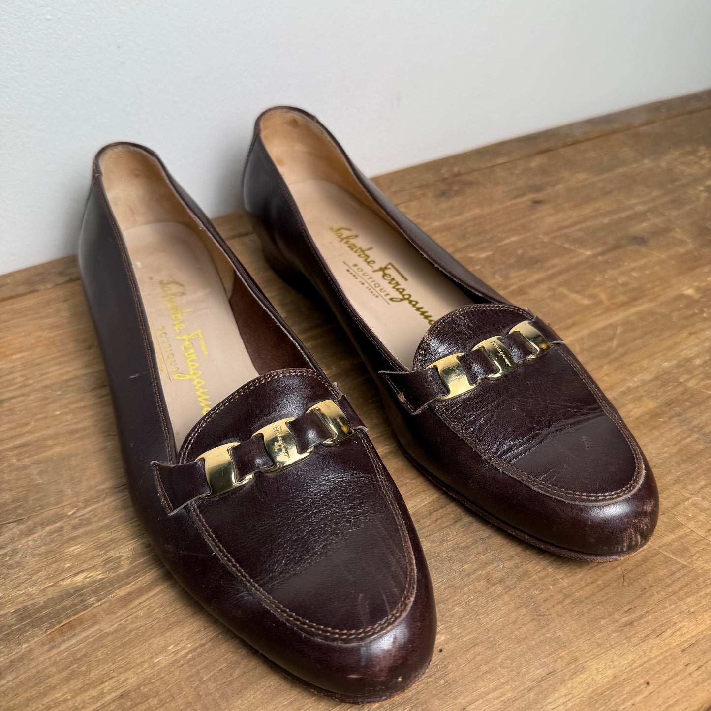 Salvatore Ferragamo Brown 90's Chain Loafer