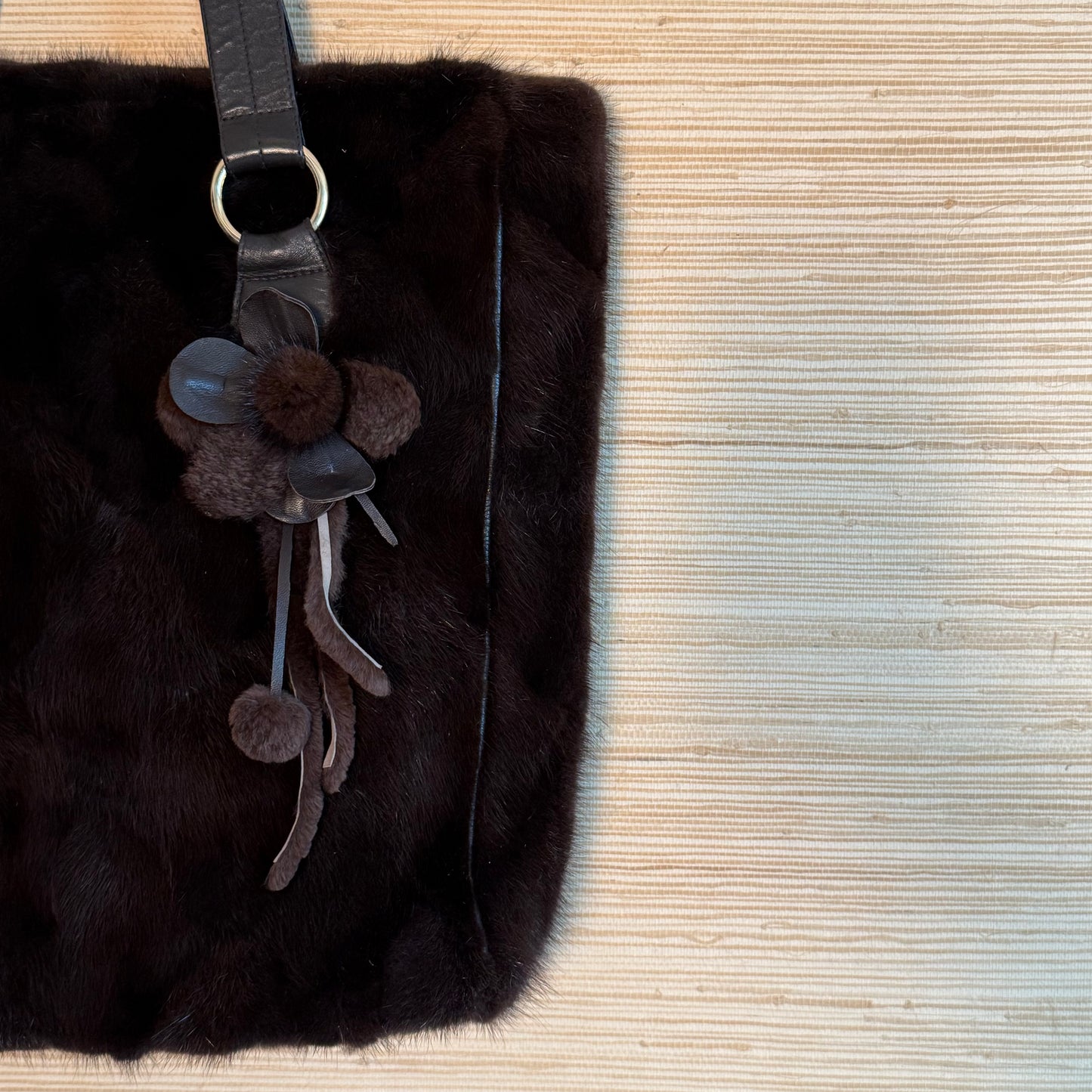 Everyday Fur Tote - Floral Detail with Leather Pouchette