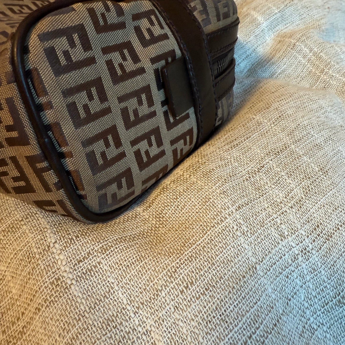 Fendi - Zucchino Top Handle Bag - Brown/Tan