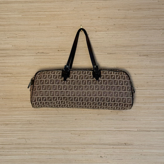 Fendi - Zucchino Top Handle Bag - Brown/Tan