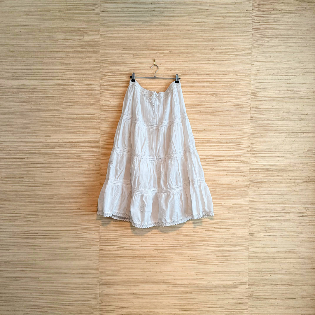 White Prairie Skirt with Floral detail