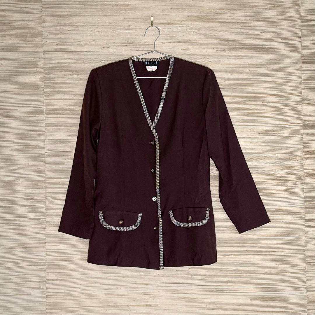 Vintage Brown Check Fitted Blazer
