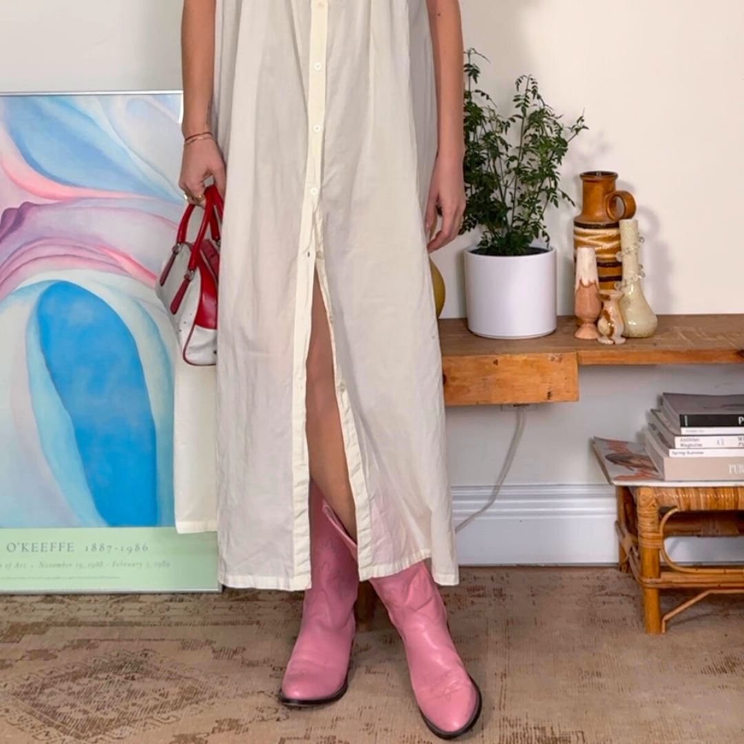 Puff Sleeved Nightgown Dress with Flowers
