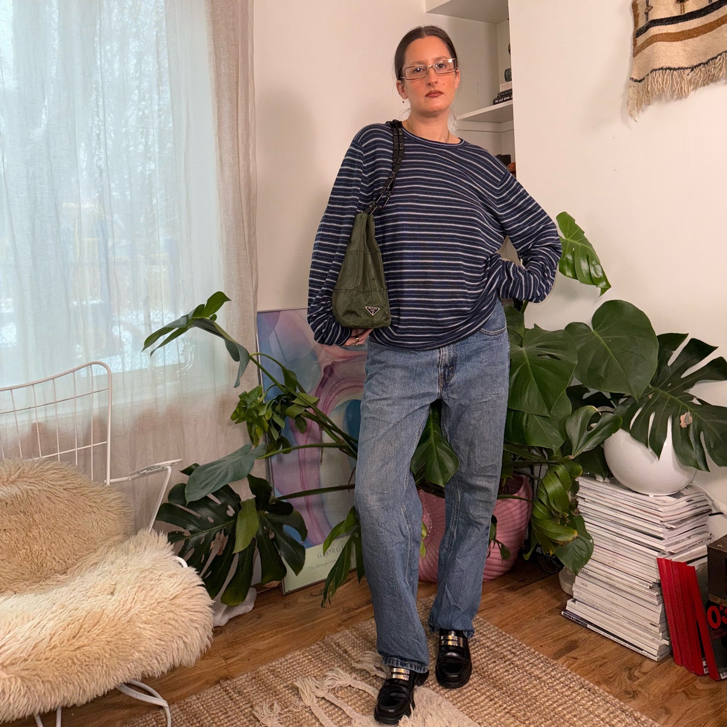 Armani Collezioni Striped "Boyfriend" Sweater