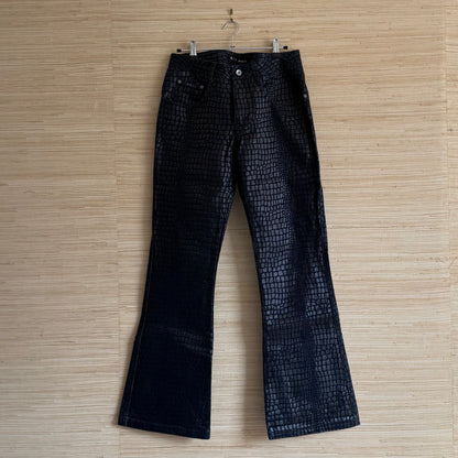 Vintage Croc Effect Flared Jeans