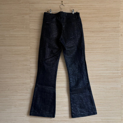 Vintage Croc Effect Flared Jeans