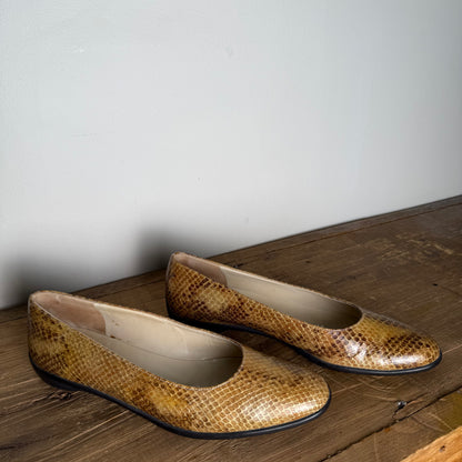 Salvatore Ferragamo Snakeskin Print Ballet Flat