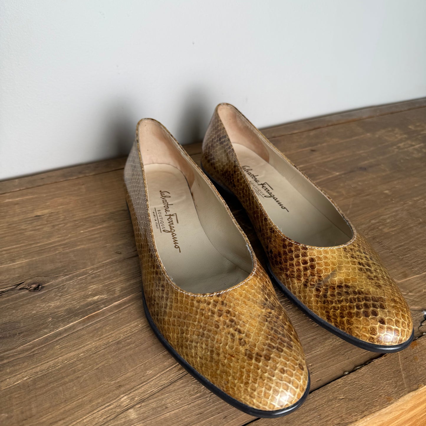 Salvatore Ferragamo Snakeskin Print Ballet Flat