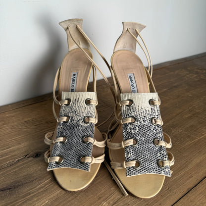 2005 Manolo Blahnik for "Neiman Marcus Collaboation" Ankle Tie Heels