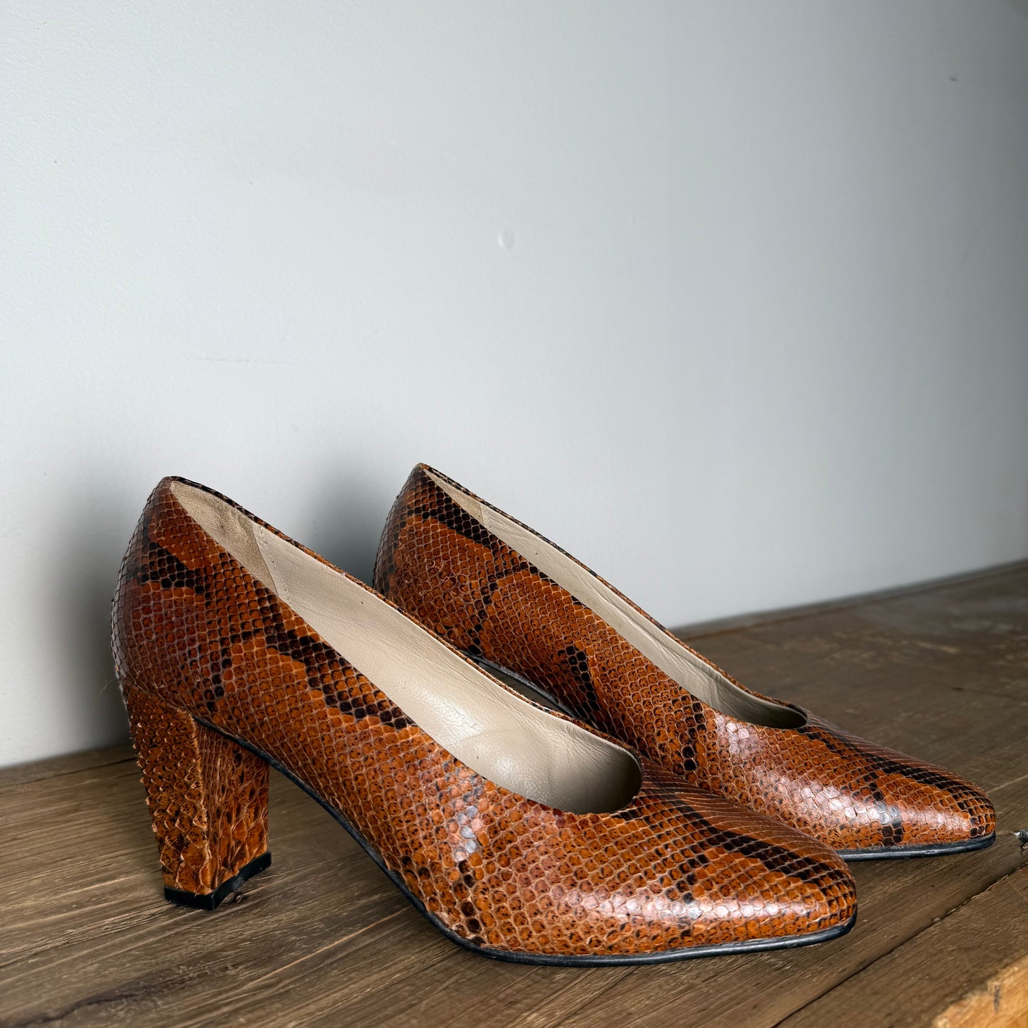 Vintage 1970's Leather Block Heels