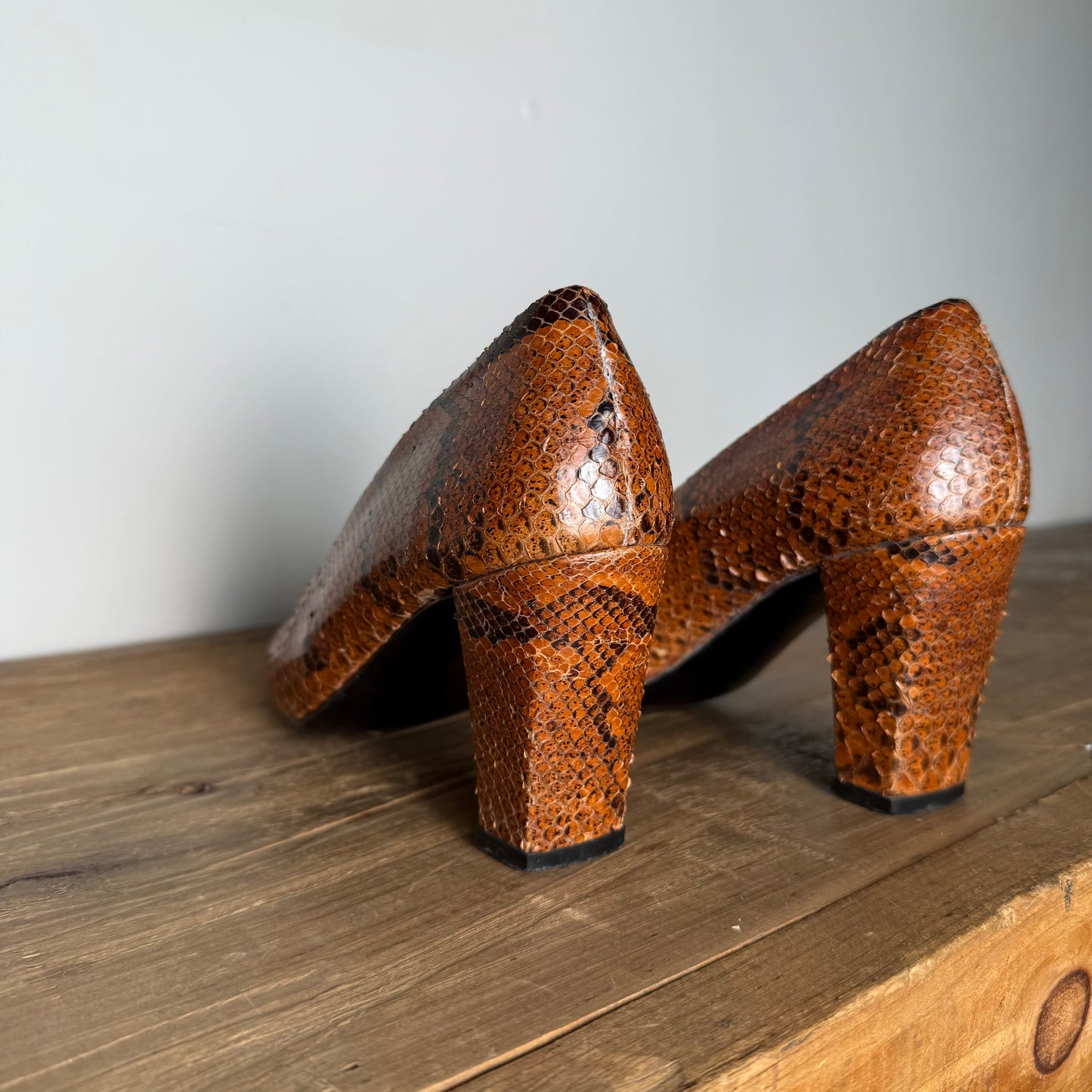 Vintage 1970's Leather Block Heels