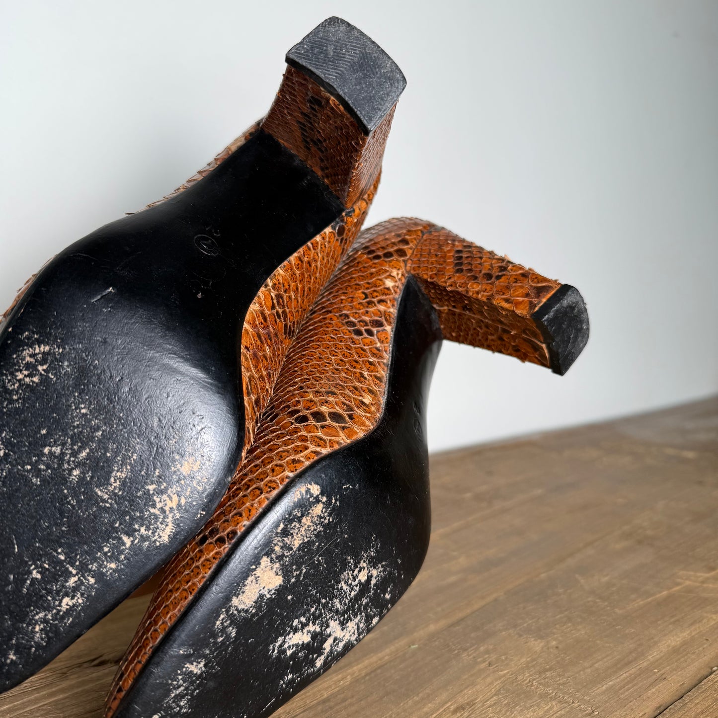 Vintage 1970's Leather Block Heels
