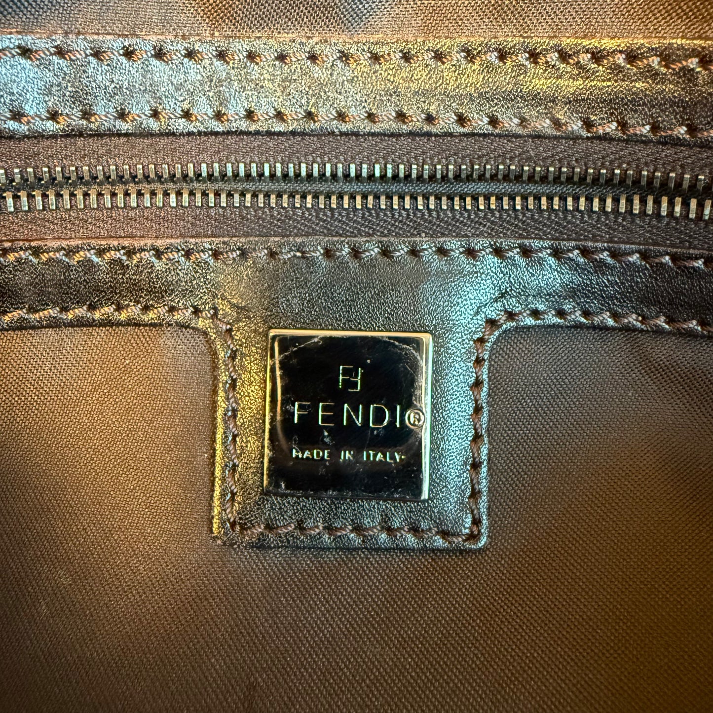 Fendi - Zucchino Top Handle Bag - Brown/Tan