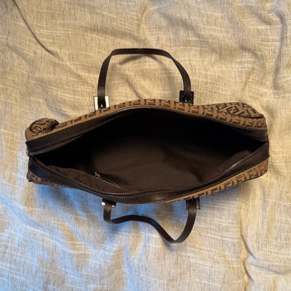 Fendi - Zucchino Top Handle Bag - Brown/Tan