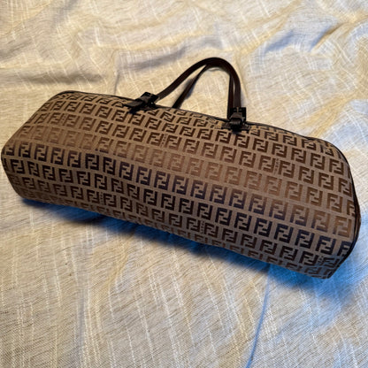 Fendi - Zucchino Top Handle Bag - Brown/Tan