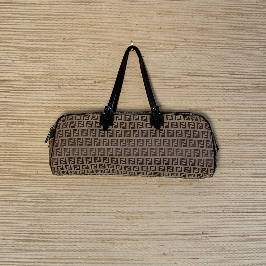 Fendi - Zucchino Top Handle Bag - Brown/Tan