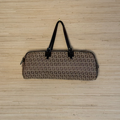 Fendi - Zucchino Top Handle Bag - Brown/Tan