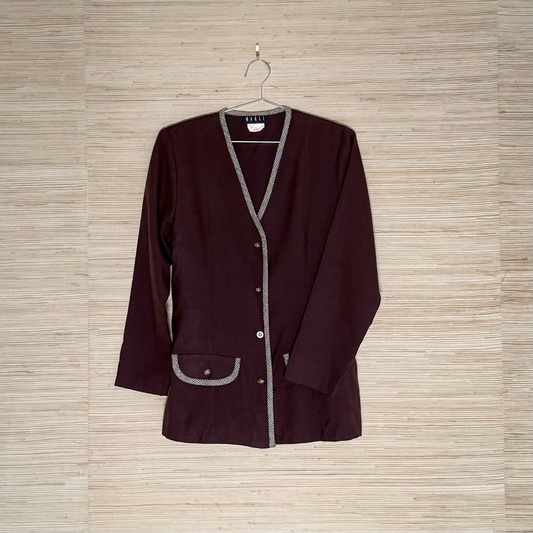 Vintage Brown Check Fitted Blazer